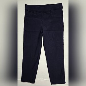 Alfred Dunner 12 Navy Blue Pull On Cropped Stretch Pants Elastic Waist
